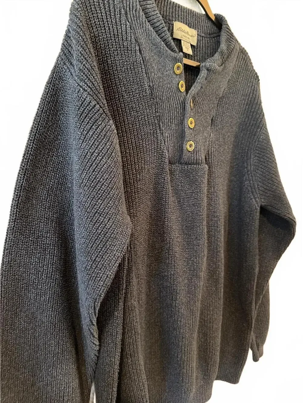 Eddie Bauer Men's XL Gray Cotton Acrylic Knit Sweater Pullover